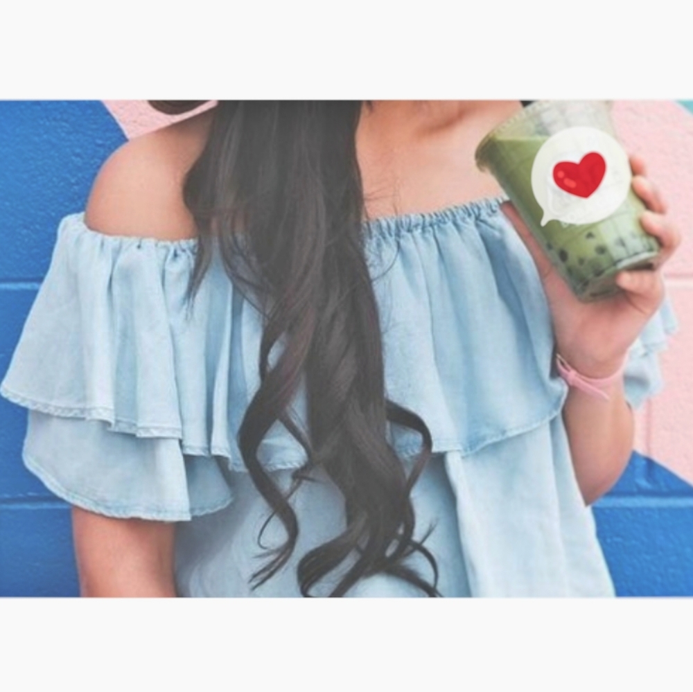 Chambray Bardot Top (Monki brand)